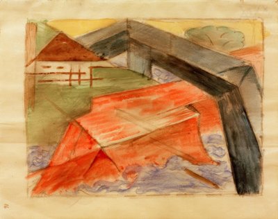 House and Bridge by Franz Marc
